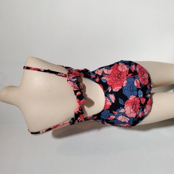 Kona Sol Floral 1 Piece Bathing Suit w/Tie Back and Adjustable Straps Size L - Picture 8 of 16
